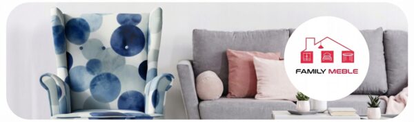 Family Meble — Fotele uszak skandynawskie niebieskie groszki Glamour Design Family Meble