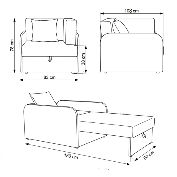 Łóżko dziecięce sofa kanapa zielony welur wygodna Denis 3B Family Meble — wymiary