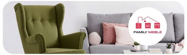 Family Meble — Fotel uszak skandynawski podnóżkiem pufa wygodny welurowy Ari Family Meble