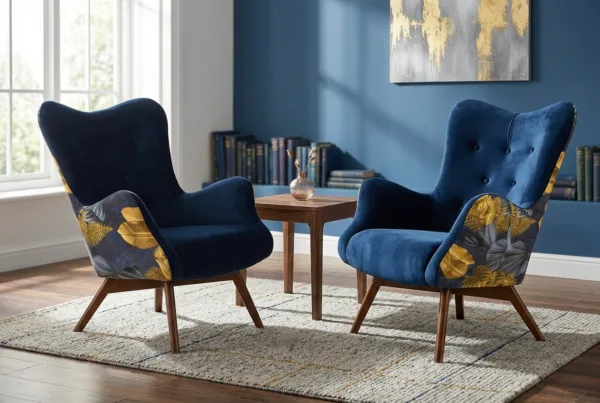 Fotele uszaki skandynawskie niebieska mostera Luna Print Duo Family Meble — komfort