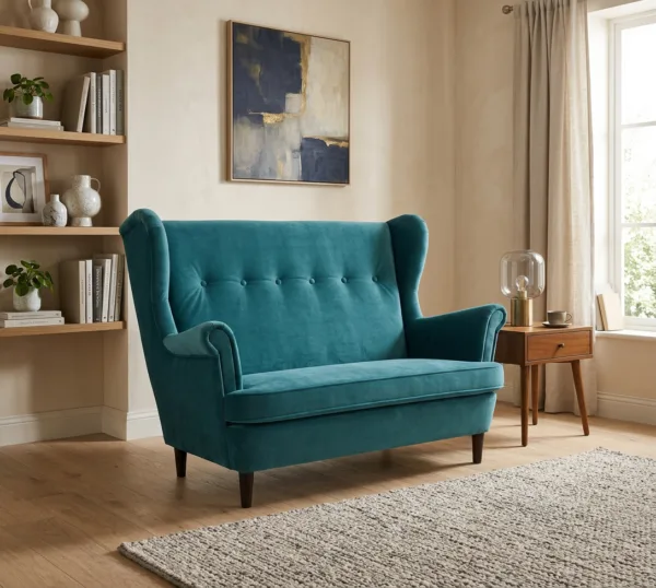 Sofa Kanapa Uszak Skandynawska Turkus Zielony Niebieski Welur Family Meble — komfort