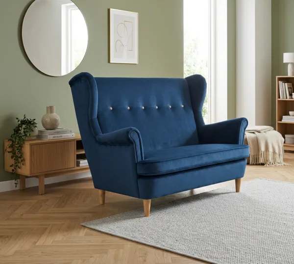 Sofa Kanapa Uszak Skandynawska Niebieski Granat Kobalt Ari Family Meble — komfort