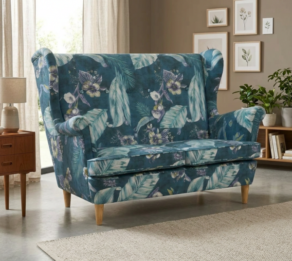 Sofa Kanapa Uszak Skandynawska Niebieska Turkusowa Salon Welur Family Meble