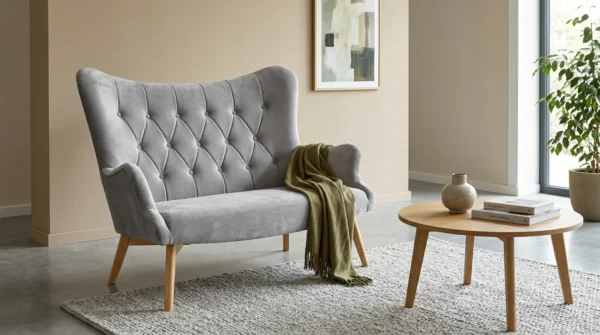 Sofa Kanapa Uszak Skandynawska szara grafitowa welurowa Luna Family Meble — komfort