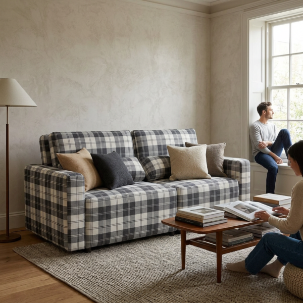 Kanapa 2 os sofa rozkładana spania pojemnik czarny biały Komo Family Meble — komfort