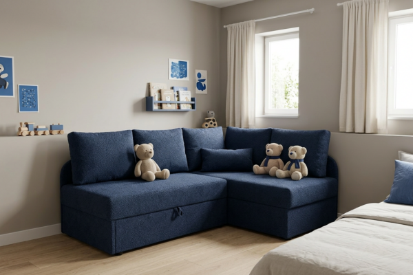 Łóżko dziecięce sofa kanapa rozkładana pojemnik Denis granat Family Meble — komfort