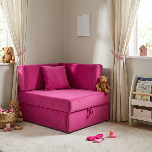 Łóżko dziecięce sofa kanapa rozkładana pojemnik różowy Denis Family Meble — komfort