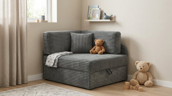 Łóżko dziecięce sofa kanapa szary antracyt gruby sztruks Denis Family Meble — komfort