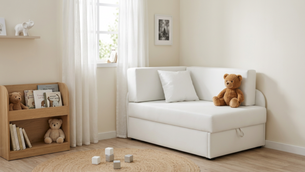 Łóżko dziecięce sofa kanapa rozkładana biały ekoskóra Denis Family Meble — komfort