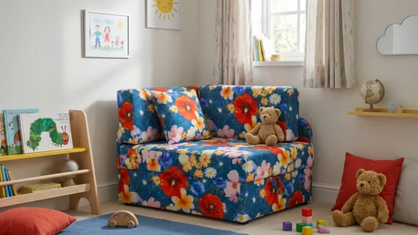 Łóżko dziecięce sofa kanapa rozkładana pojemnik kwiaty maki Denis Family — komfort