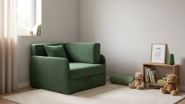 Łóżko dziecięce sofa kanapa butelkowa zieleń welur Denis 3B Family Meble — komfort