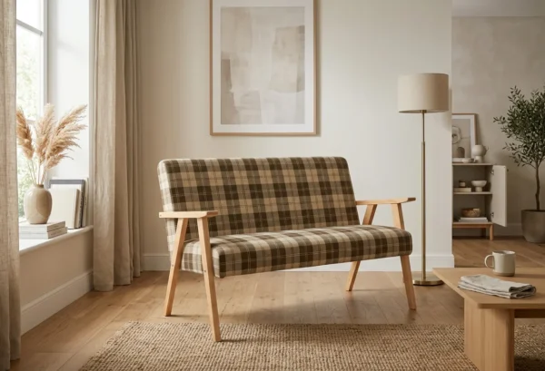 Sofa w stylu PRL retro kanapa vintage pleciony brąz Soler Family Meble — komfort