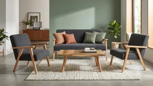Zestaw wypoczynkowy sofa 2-os 2 fotele welurowy czarny Soler Family Meble — komfort