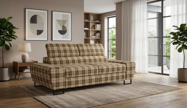 Kanapa sofa rozkładana f spania reg zagłówek pleciona brąz Savio 2 os — komfort