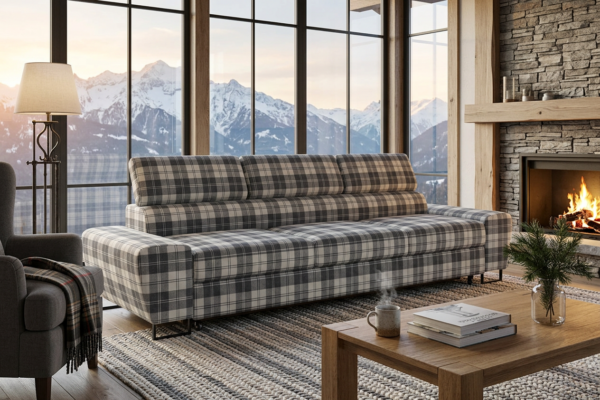 Kanapa sofa rozkładana f spania reg zagłówek pleciona czarny biały Savio 3 — komfort