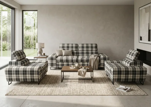 Zestaw wypoczynkowy sofa kanapa 2 fotele czarny biały Savio Family Meble — komfort