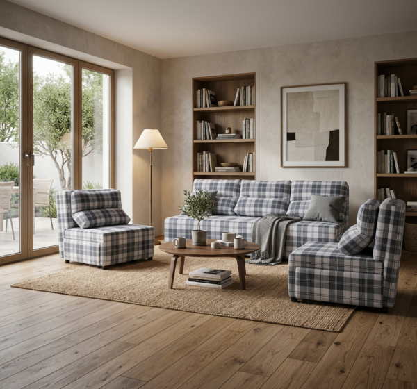 Zestaw wypoczynkowy sofa 3 kanapa fotele czarny biały Kimo Family Meble — komfort