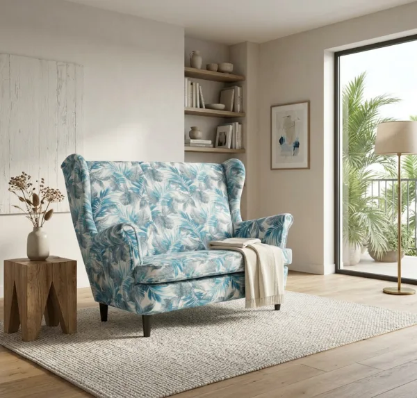 Sofa Kanapa Uszak Skandynawska monstera na sprężynach salonu Family Meble — komfort