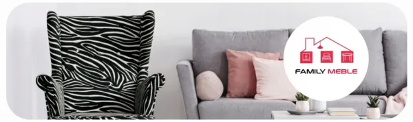 Family Meble — Fotel uszak skandynawski czarno biały zebra Design Ari Print Family Meble