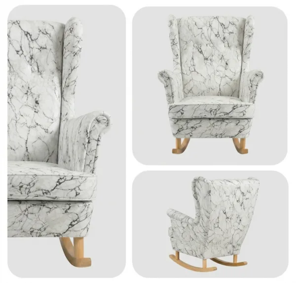 Fotel uszak skandynawski bujany płozach biały salonu Design Family Meble — detale