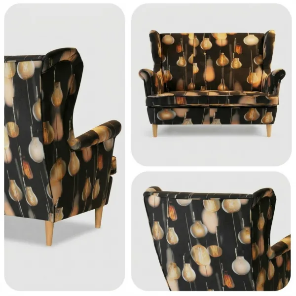 Sofa Kanapa Uszak Skandynawska Czarny Żółty Wzór Decor Design Family Meble — detale
