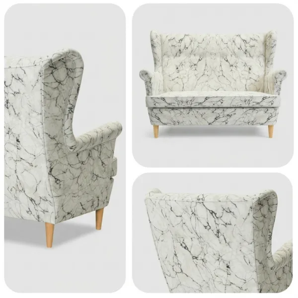 Sofa Kanapa Uszak Skandynawska Biały Marmur CARRARA Salon Family Meble — detale