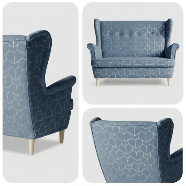 Sofa Kanapa Uszak Skandynawska Niebieski Welur Designerska Family Meble — detale