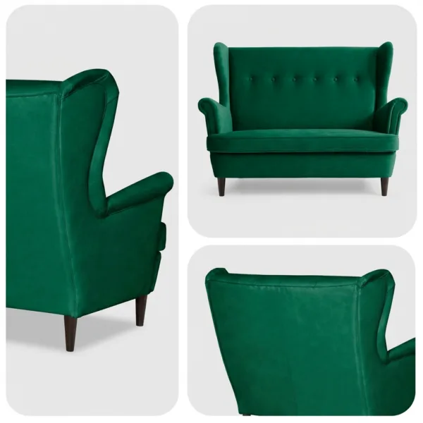 Sofa Kanapa Uszak Skandynawska Zielony Welur Welwet salon Ari Family Meble — detale