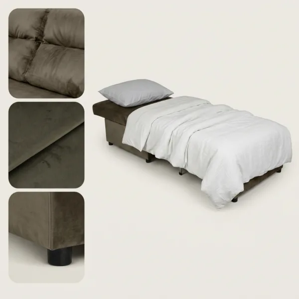 Fotel rozkładany spania pojemnik szary antracyt welur KIMO Family Meble — detale