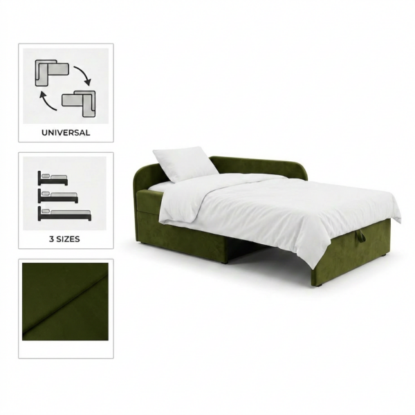 Łóżko dziecięce sofa kanapa jasno zielony khaki moro Denis Family Meble — detale