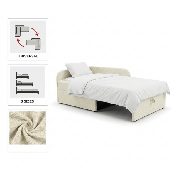 Łóżko dziecięce sofa kanapa beż welur szenil premium Denis Family Meble — detale