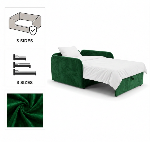 Łóżko dziecięce sofa kanapa zielony welur wygodna Denis 3B Family Meble — detale