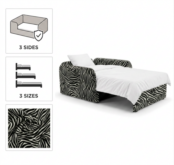 Łóżko dziecięce sofa kanapa czarno biała zebra Denis 3B Family Meble — detale