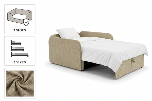 Łóżko dziecięce sofa kanapa beżowy welur do salonu Denis 3B Family Meble — detale