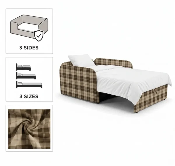 Łóżko dziecięce sofa kanapa kratka pojemnik brąz Denis 3B Family Meble — detale