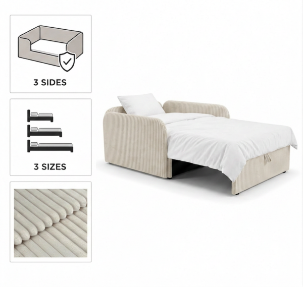 Łóżko dziecięce sofa kanapa fotel gruby sztruks beż Denis 3B Family Meble — detale