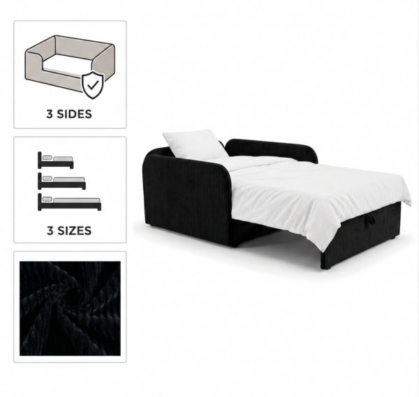 Łóżko dziecięce sofa kanapa czarny welur wygodny Denis 3B Family Meble — detale