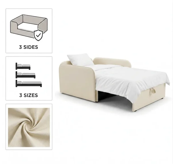 Łóżko dziecięce sofa kanapa rozkładana ekoskóra beż Denis 3B Family Meble — detale