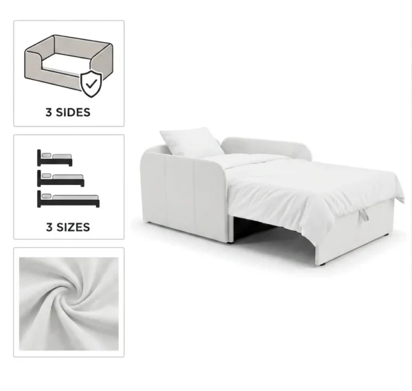 Łóżko dziecięce sofa kanapa biały Denis 3B ekoskóra skaj mięka Family Meble — detale
