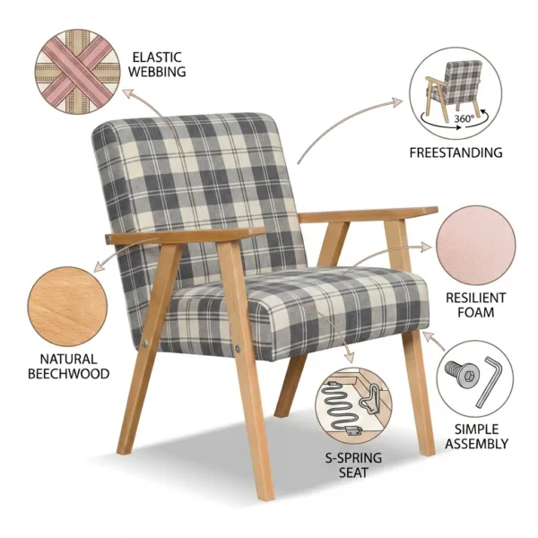 Zestaw wypoczynkowy sofa 2-os 2 fotele retro vintage plecionka czarny biały — detale