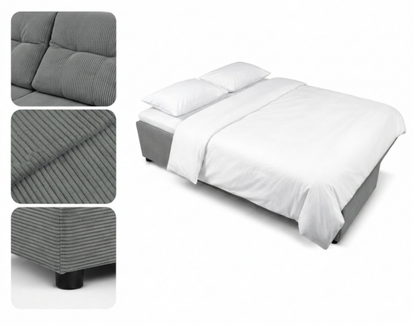 Zestaw wypoczynkowy sofa 3 kanapa fotele szary sztruks Kimo Family Meble — detale
