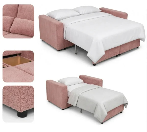 Zestaw wypoczynkowy sofa 2 kanapa fotele salon różowy Komo Family meble — detale