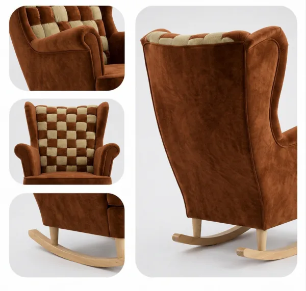 Fotel uszak skandynawski bujany płozach do karmienia Carol Duo Family Meble — widoki i detale