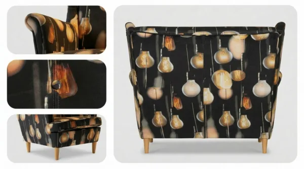 Sofa Kanapa Uszak Skandynawska Czarny Żółty Wzór Decor Design Family Meble — widoki i detale