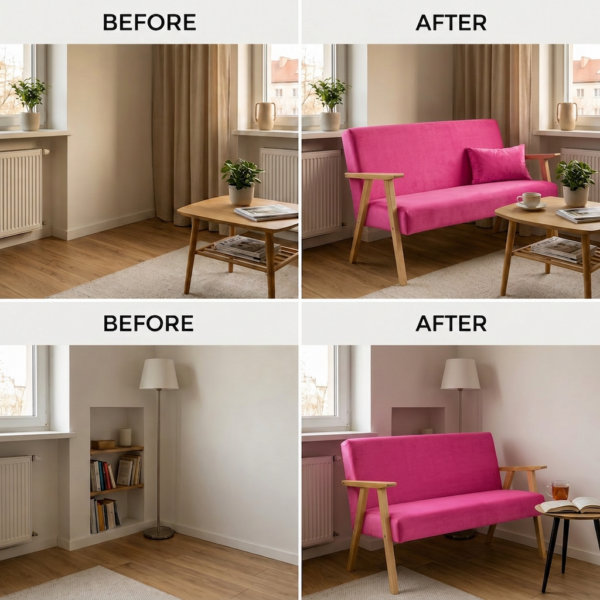 Sofa w stylu PRL retro kanapa vintage różowy fuksja Soler Family Meble — widoki i detale