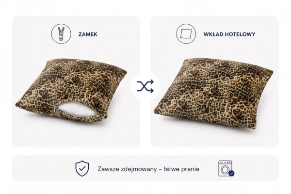 Poduszka dekoracyjna jasiek 45 x 45 poszewka panterka brązowa Family Meble — widoki i detale
