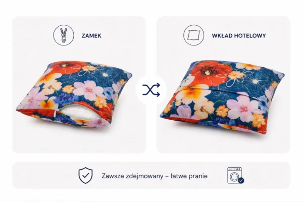 Poduszka dekoracyjna jasiek 45 x 45 poszewka BLU tkanina Family Meble — widoki i detale