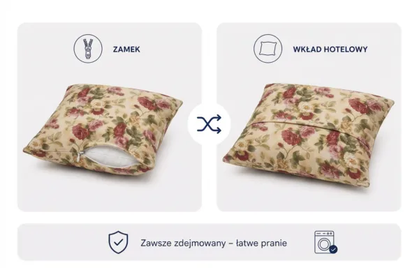 Poduszka dekoracyjna jasiek 45 x 45 poszewka beż tkanina Family Meble — widoki i detale