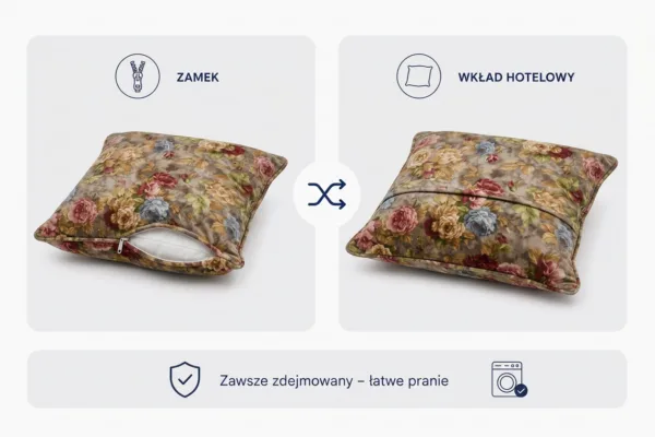 Poduszka dekoracyjna jasiek 45 x 45 poszewka brąz tkanina Family Meble — widoki i detale