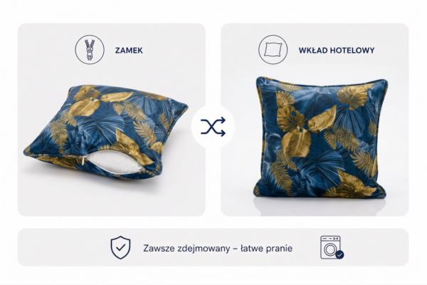 Poduszka dekoracyjna jasiek 45 x 45 poszewka granatowy welur Family Meble — widoki i detale